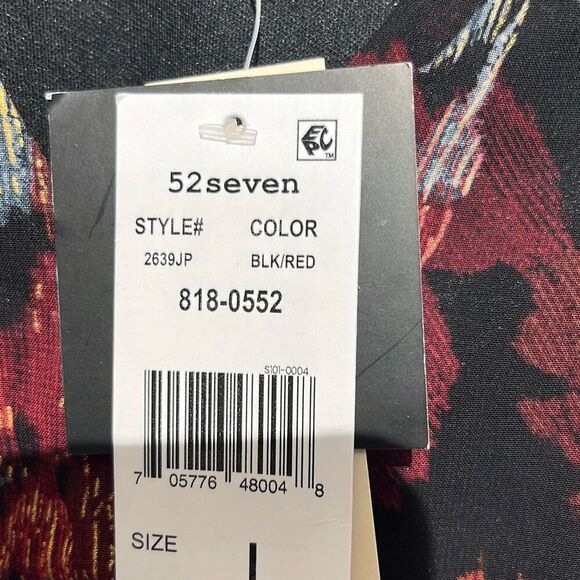 52seven Women's Multicolor Floral Tie Waist Long Sleeve Blouson Blouse Large NWT - Picture 6 of 10